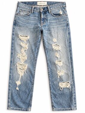 Current/Elliott The Boyfriend Distressed Jeans Light Wash Size 25